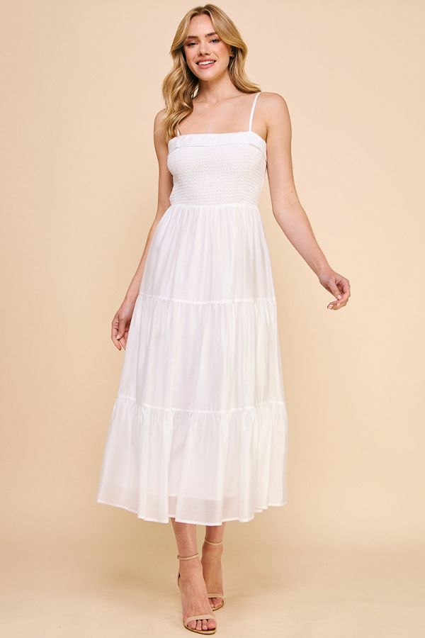SOFT TIERED MAXI DRESS WITH SMOCKED BODICE