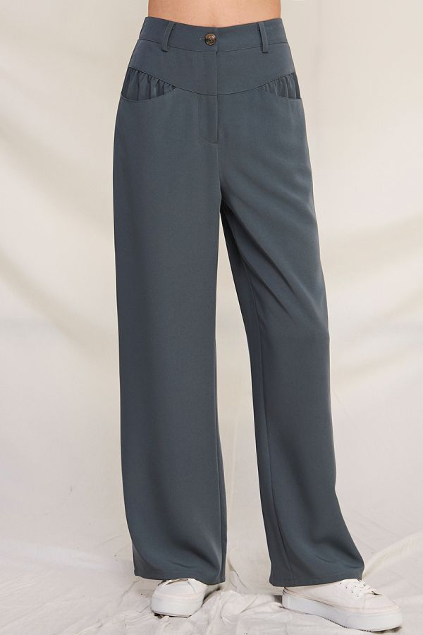 TWILL GIRDLE POCKET WIDE PANTS