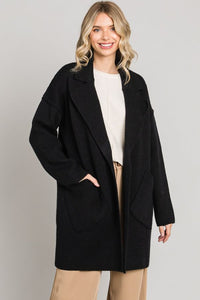 COLLARED OPEN FRONT JACKET CARDIGAN