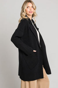 COLLARED OPEN FRONT JACKET CARDIGAN