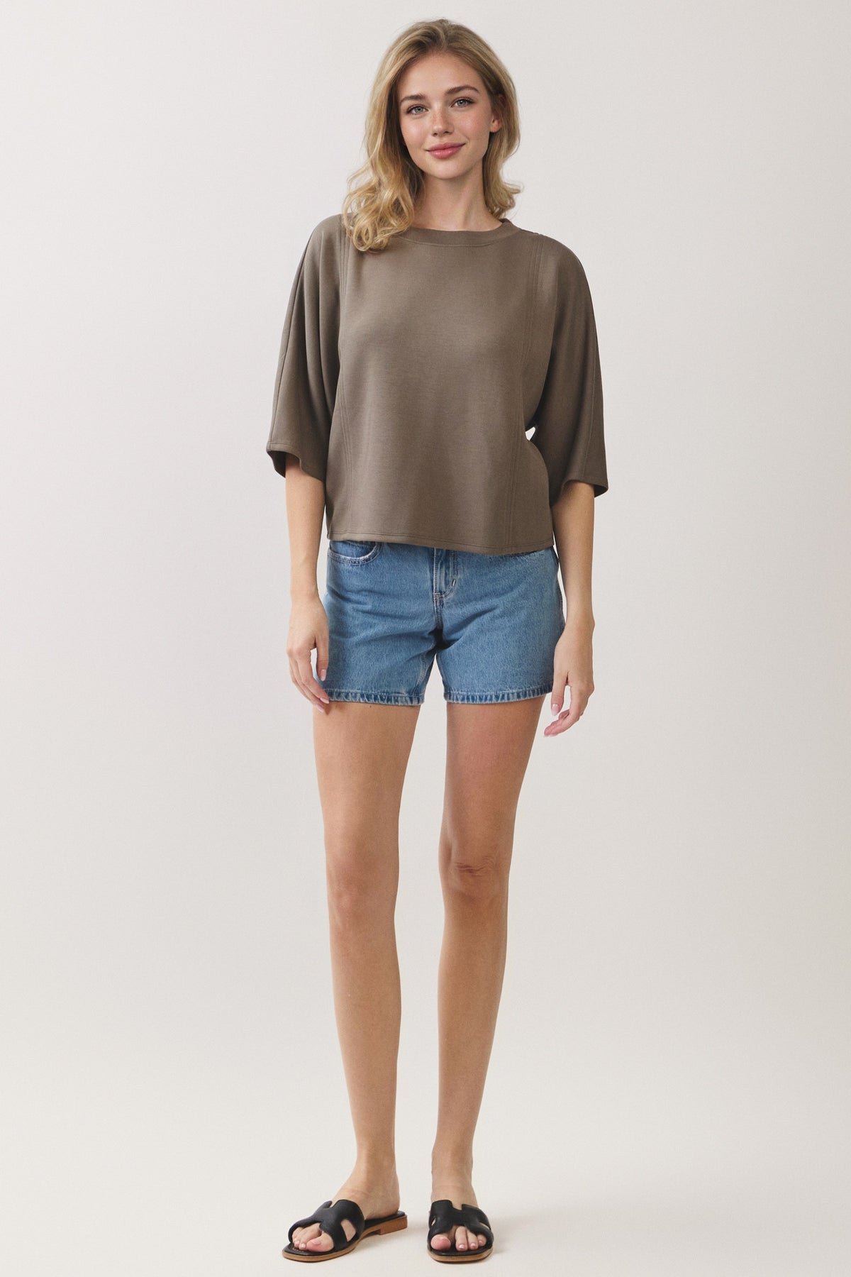 CREW NECK DOLMAN SLEEVE SWEATER