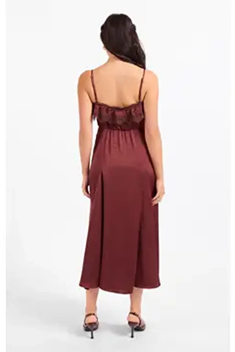 CEREMONY LACE TRIM MIDI DRESS