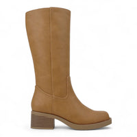 BELVIN WOMEN'S SQUARE TOE KNEE HIGH BLOCK HEEL BOOTS