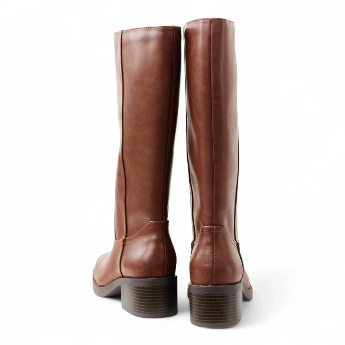 BELVIN WOMEN'S SQUARE TOE KNEE HIGH BLOCK HEEL BOOTS