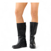 BELVIN WOMEN'S SQUARE TOE KNEE HIGH BLOCK HEEL BOOTS