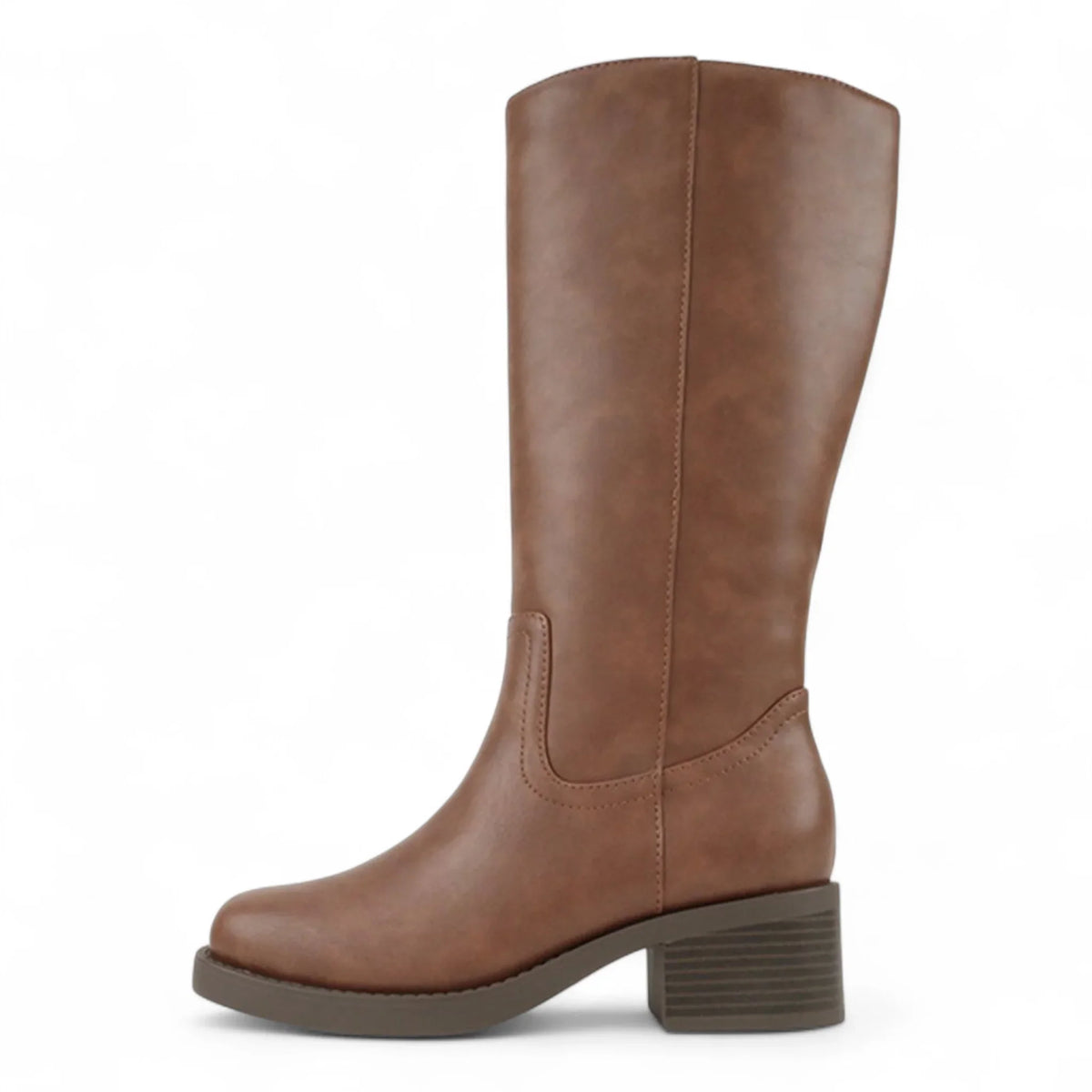 BELVIN WOMEN'S SQUARE TOE KNEE HIGH BLOCK HEEL BOOTS