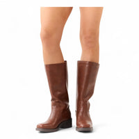 BELVIN WOMEN'S SQUARE TOE KNEE HIGH BLOCK HEEL BOOTS