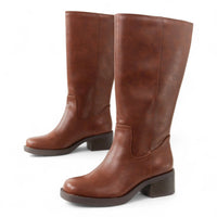 BELVIN WOMEN'S SQUARE TOE KNEE HIGH BLOCK HEEL BOOTS