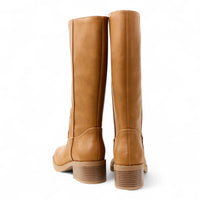 BELVIN WOMEN'S SQUARE TOE KNEE HIGH BLOCK HEEL BOOTS