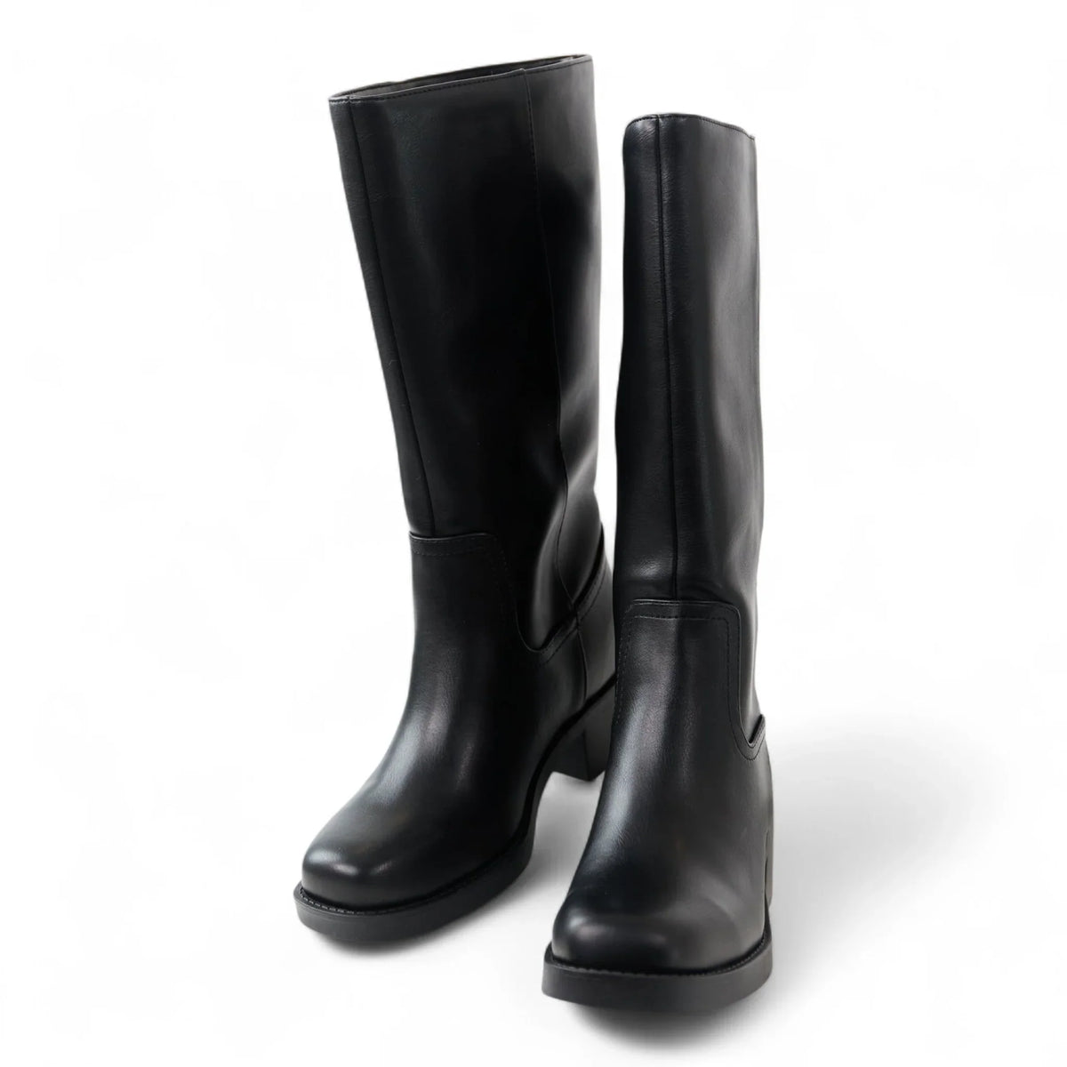 BELVIN WOMEN'S SQUARE TOE KNEE HIGH BLOCK HEEL BOOTS