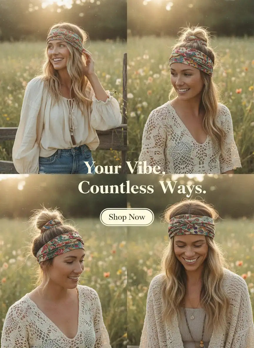 Bohemian-style headbands with various patterns.