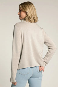 Beige knitted relaxed fit blazer jacket with ribbed cuffs