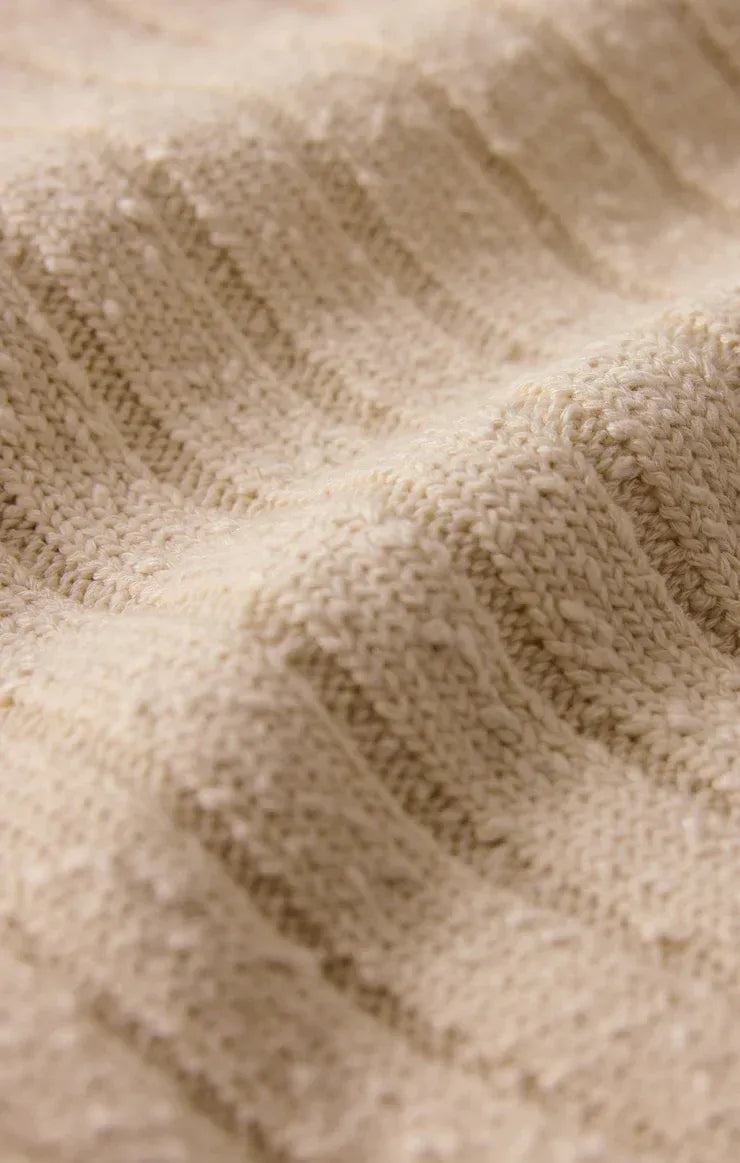 Beige ribbed knit acadia sweater tank with a soft textured pattern made from cozy material