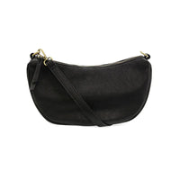 Black miranda crescent crossbody bag with textured leather and gold-tone hardware for stylish everyday use