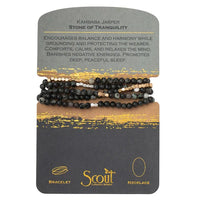 Black and gold kambaba jasper natural gemstone stone wrap bracelet and necklace convertible by scout curated wears