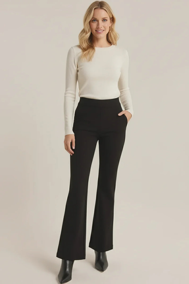 Black high-waisted DO IT ALL FLARE PANTS with tailored flared leg