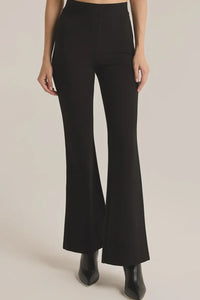 Black DO IT ALL FLARE PANTS with tailored flared leg in smooth fabric