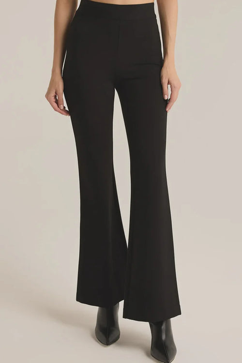 Black DO IT ALL FLARE PANTS with tailored flared leg in smooth fabric