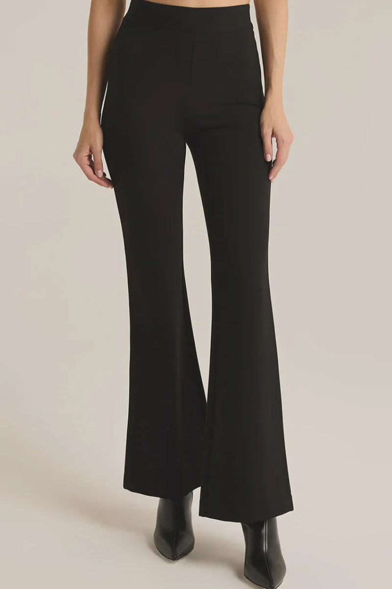 Black DO IT ALL FLARE PANTS with tailored flared leg in smooth fabric