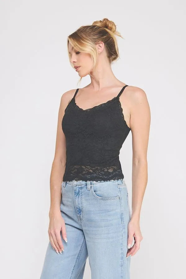 Black lace adjustable strap floral lace bralette with spaghetti straps for elegant and comfortable wear