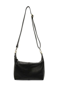 Danna top zip crossbody black leather bag with sleek minimalist design and adjustable strap for women’s boho chic clothing