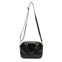 Black leather regina mini satchel crossbody bag with adjustable strap and gold tone hardware for versatile use
