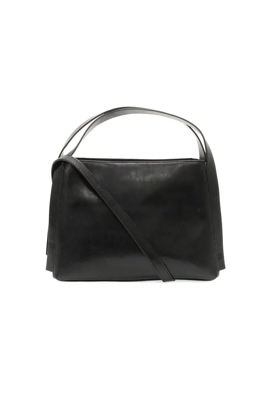 Black leather grace satchel crossbody handbag with top handle and adjustable shoulder strap for versatile use