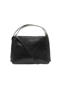 Black leather grace satchel crossbody handbag with top handle and adjustable shoulder strap for versatile use