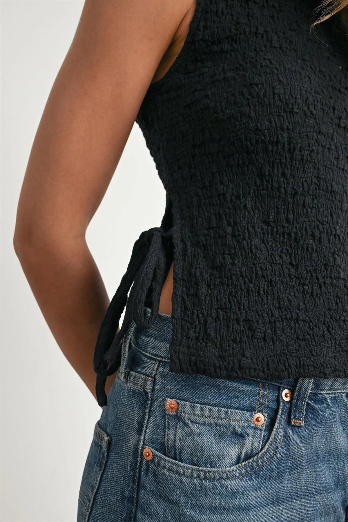 Crimson texture sides tie top, women’s boho chic clothing