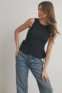 Crimson texture sides tie top in womens boho chic clothing