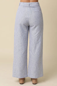 Blue and white striped wide-leg malia striped tie waist pants with adjustable tie waist for a stylish look