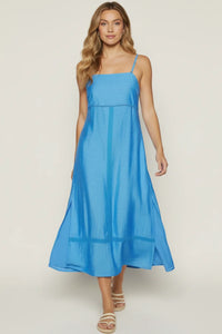 Lost + Wander gleaming waters maxi dress in bright blue with thin straps