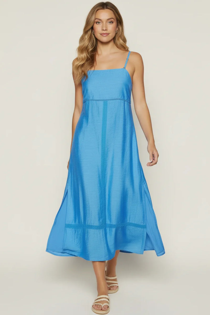 Lost + Wander gleaming waters maxi dress in bright blue with thin straps