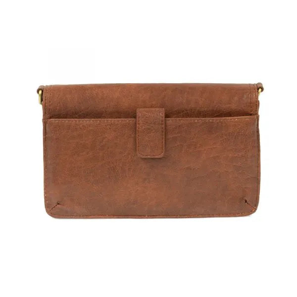 Brown leather billie mini organizer crossbody bag with flap closure and gold-tone hardware for stylish use