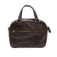Brown leather regina mini satchel crossbody with gold-tone zippers and handles for stylish everyday use