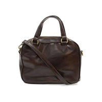 Brown leather regina mini satchel crossbody with gold-tone hardware and detachable shoulder strap for versatile use
