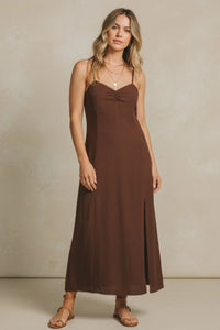 Saltwater Luxe Romie spaghetti straps midi dress with ruched bodice