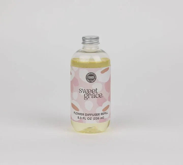 Sweet Grace no dye flower diffuser refill in clear glass bottle