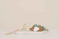 Clear glass bottle car diffuser with white beaded string and cap for hanging refillable luxury car air freshener