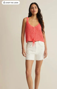Coral knit laceup sweater tank tate laceup sweater with front lace-up detail and tied drawstring hem