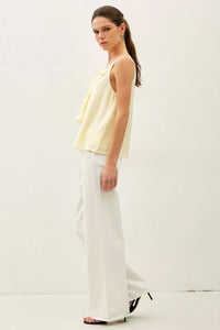 CRINKLED CHIFFON RUFFLE TANK TOP
