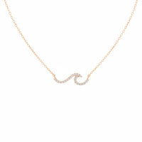 Rose gold dipped pave wave pendant necklace with sparkling diamonds