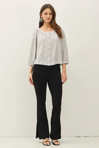 DITSY BUTTON UP PEASANT TOP