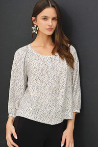 DITSY BUTTON UP PEASANT TOP
