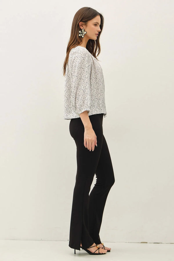 DITSY BUTTON UP PEASANT TOP