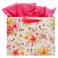 Best mom ever landscape gift bag with cream background and vibrant floral pattern for special occasion gifting