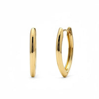 Sculpted Marquise Gold Elongated Hoop Earring with Polished Finish