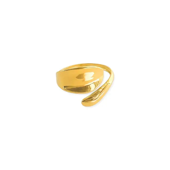 Water resistant open gold ring with sleek polished finish