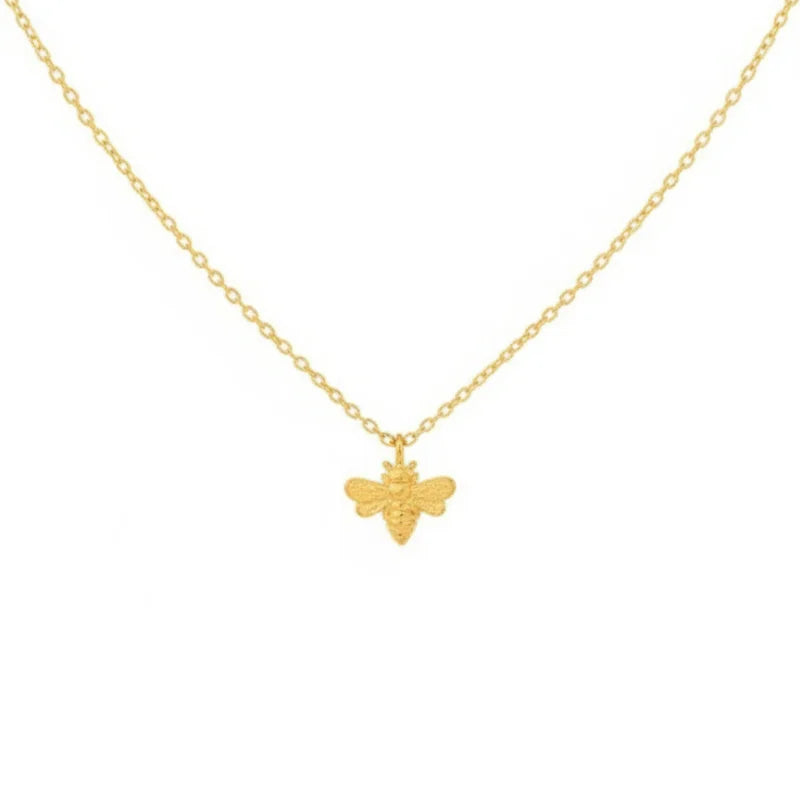 Mini bee gold pendant dainty necklace with delicate chain
