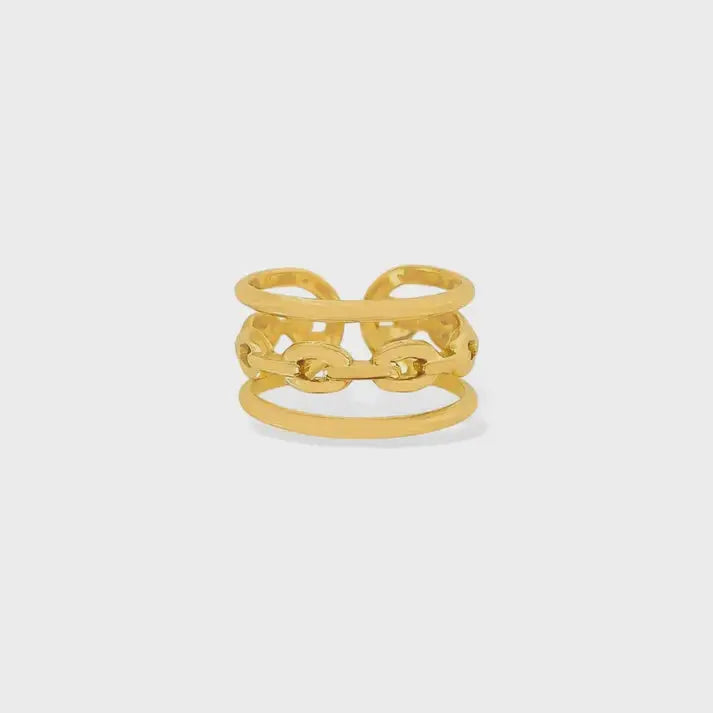 Water resistant paperclip detail gold-toned chain-link ring
